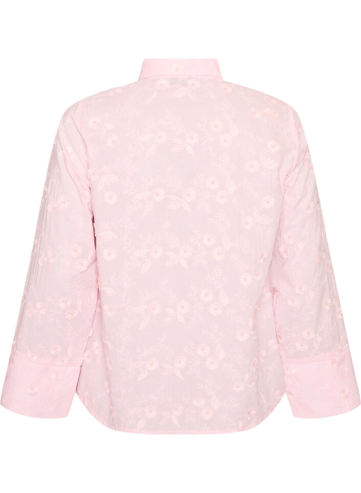 Chemise avec broderies florales et manches larges, Rose, Packshot image number 1