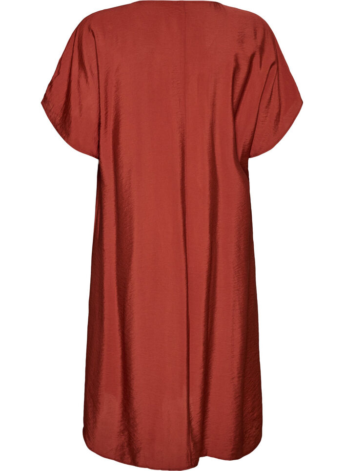 Robe &agrave; col en V en viscose, Bordeaux, Packshot image number 1
