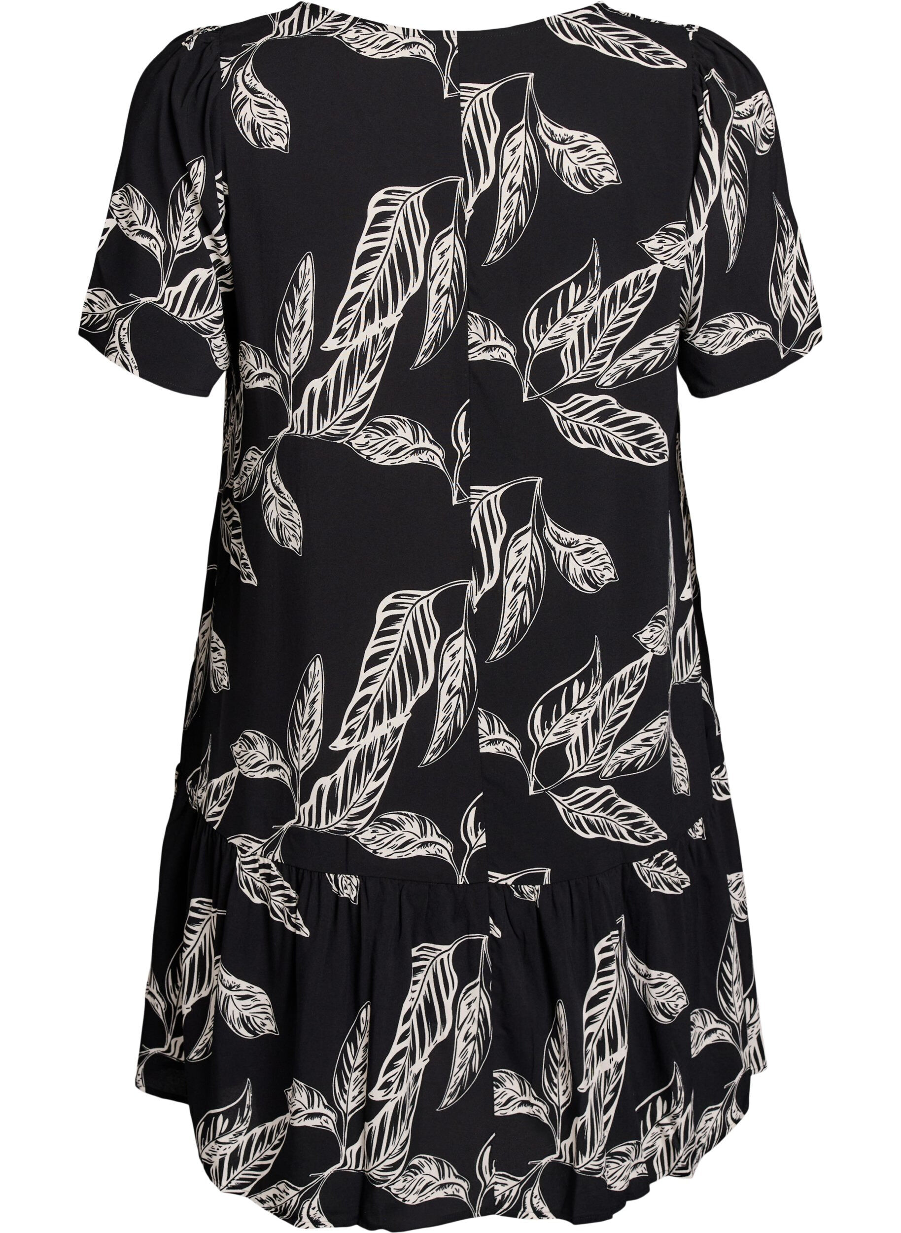 Zizzi Robe en viscose avec d&eacute;coupe, Noir, Packshot image number 1