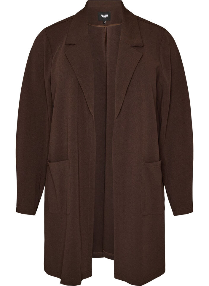 Blazer long avec des poches, Marron, Packshot image number 0