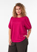 Blouse textur&eacute;e &agrave; manches courtes, Rose, Model image number 0