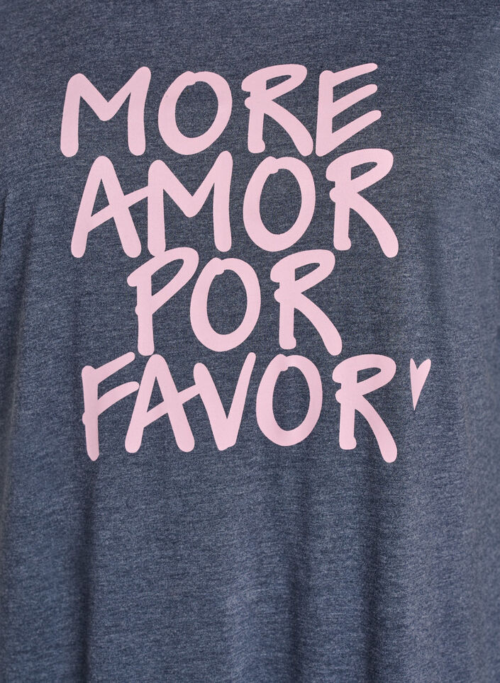 Chemise de nuit &agrave; manches courtes avec imprim&eacute; de texte, Gris bleut&eacute;, Packshot image number 2