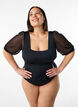 Maillot de bain avec manches courtes en maille, Black, Model image number 0
