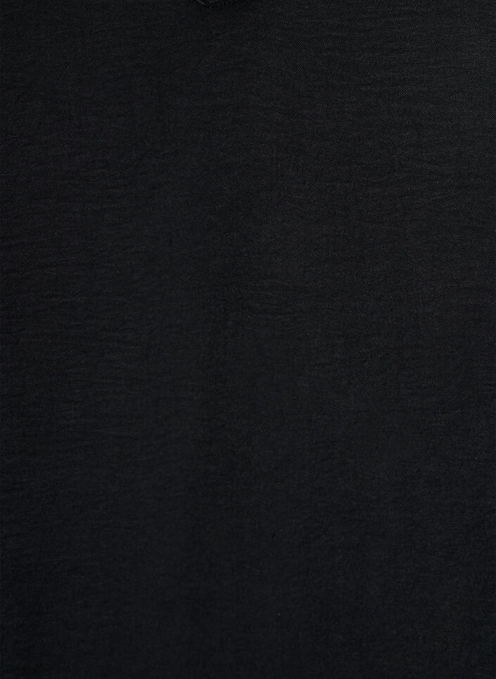 Blouse avec poignets smock&eacute;s et col en V, Noir, Packshot image number 2