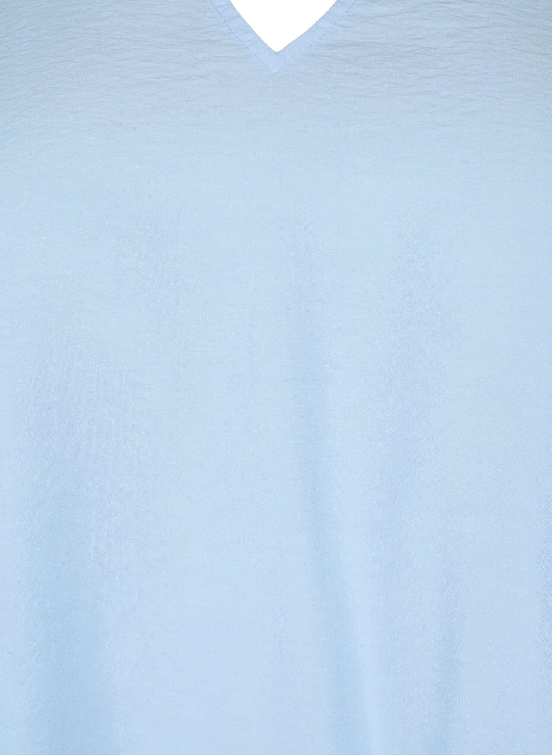 Zizzi Chemisier &agrave; manches courtes en viscose avec broderie, Bleu Clair, Packshot image number 2