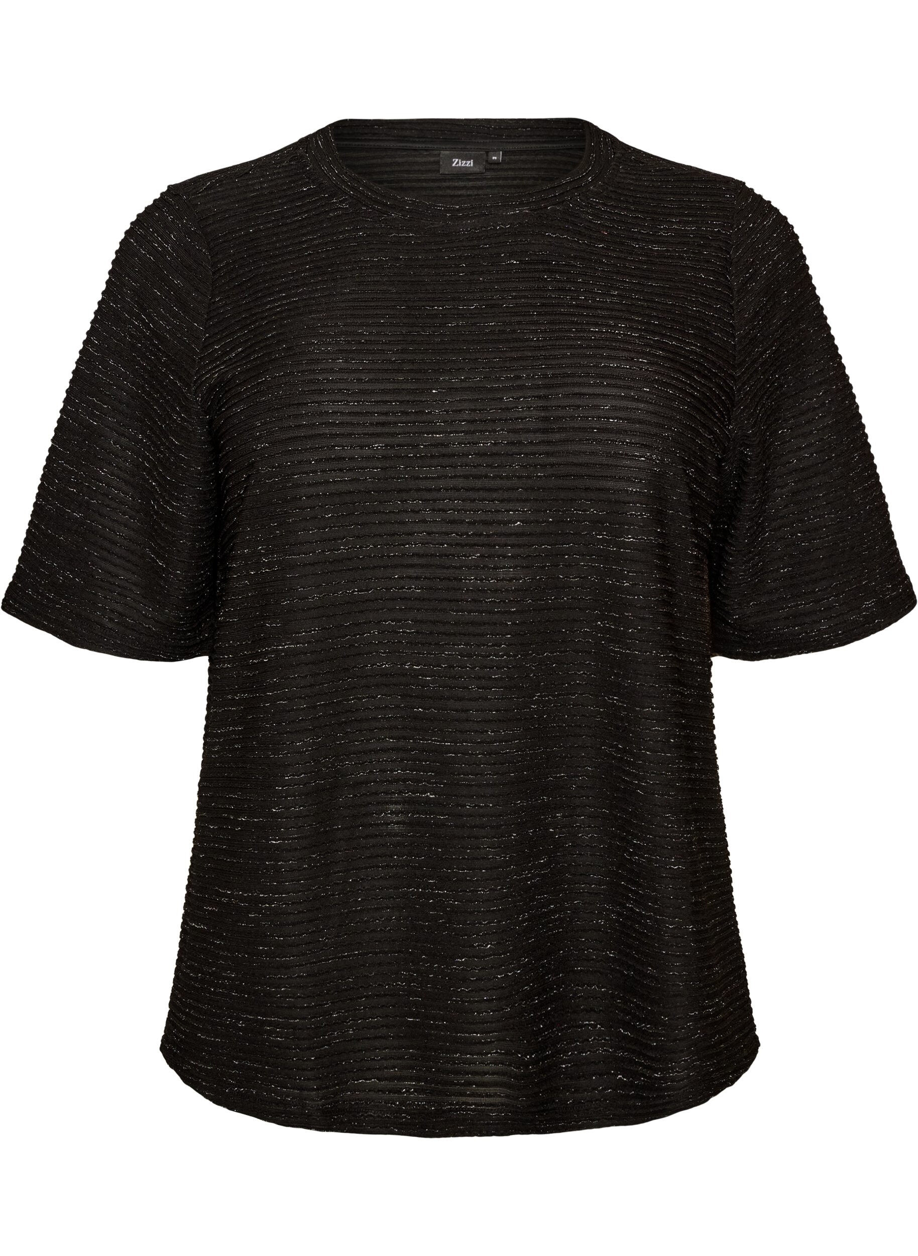 ZizziBlouse textur&eacute;e avec paillettes, Noir, Packshot image number 0