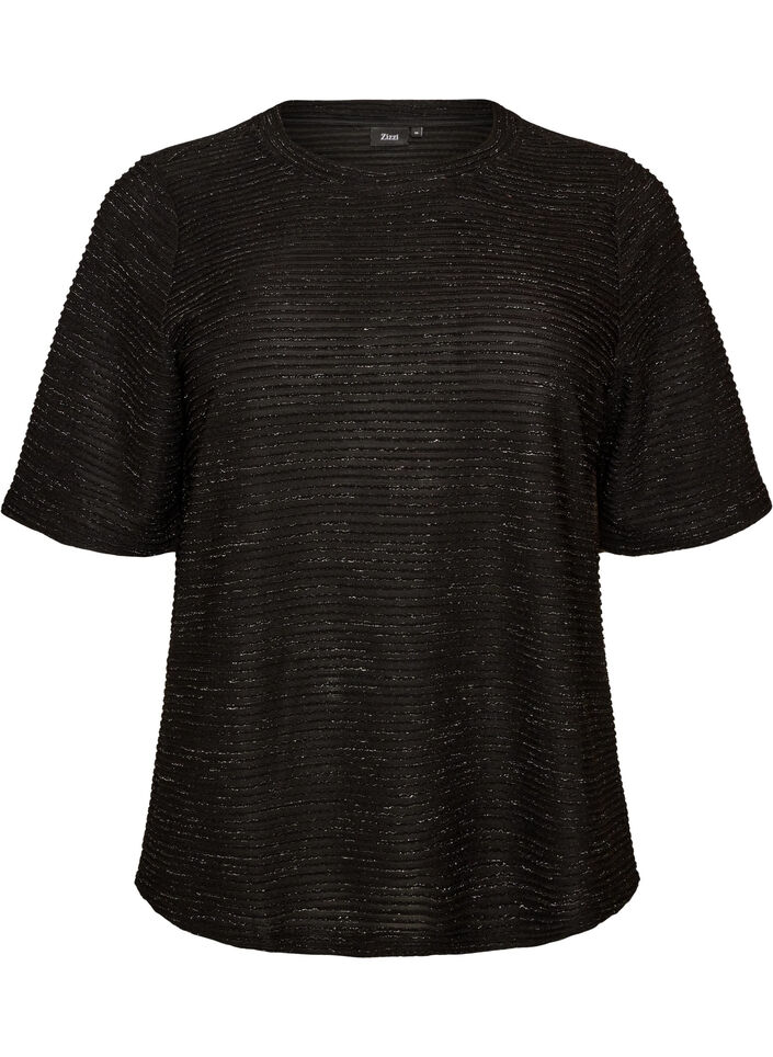 Blouse textur&eacute;e avec paillettes, Noir, Packshot image number 0