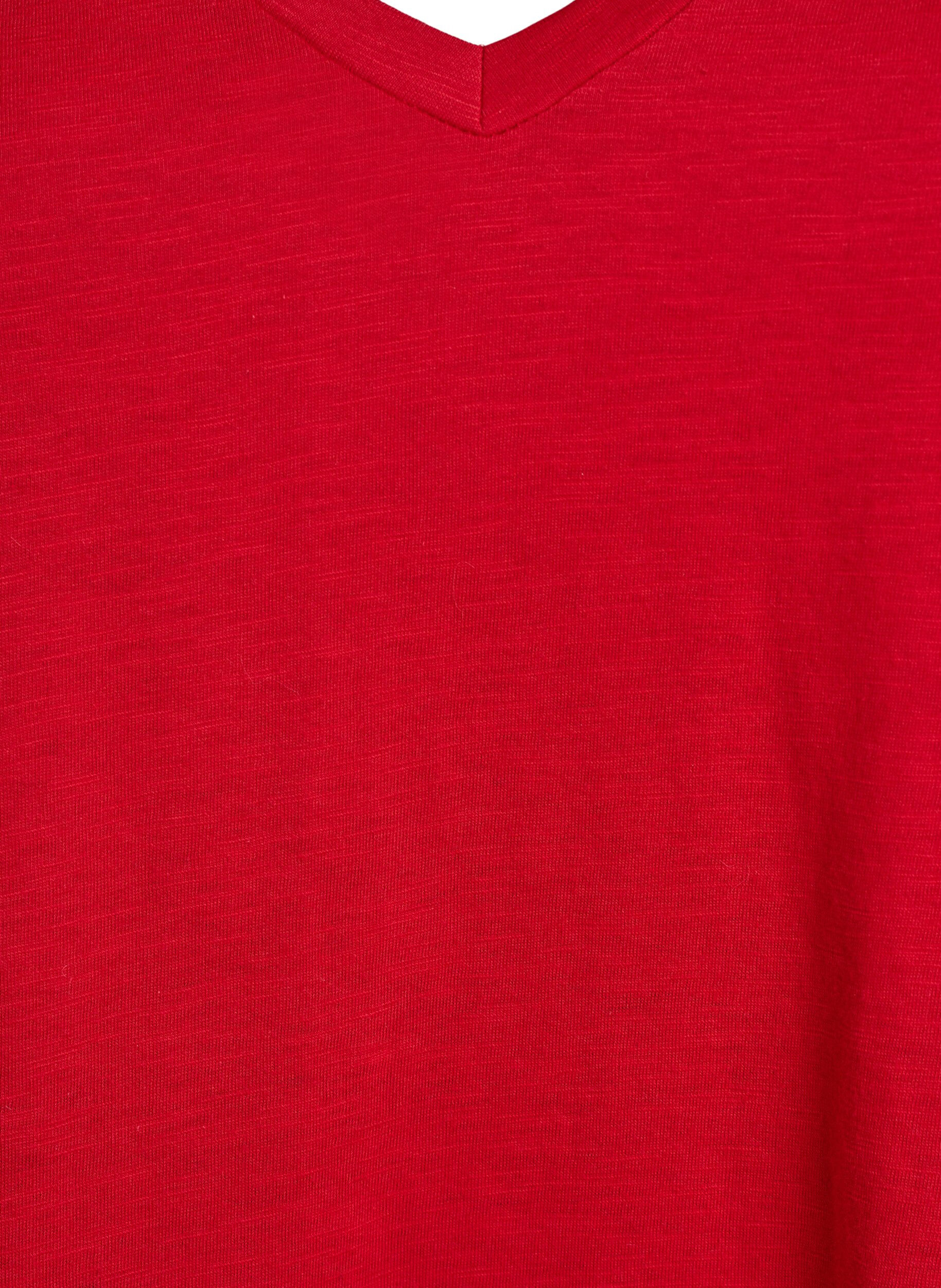 Zizzi T-shirt basique &agrave; manches courtes avec col en V, Rouge, Packshot image number 2