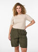 Short en coton ample avec poches, Vert fonc&eacute;, Model image number 0