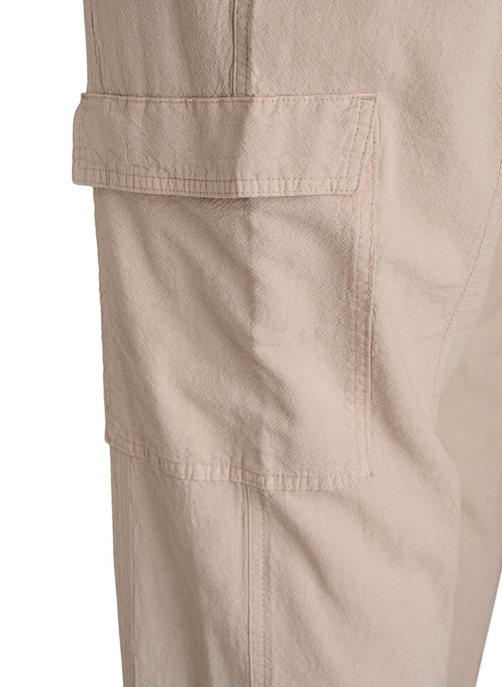 Pantalon cargo ample en coton, Beige, Packshot image number 4