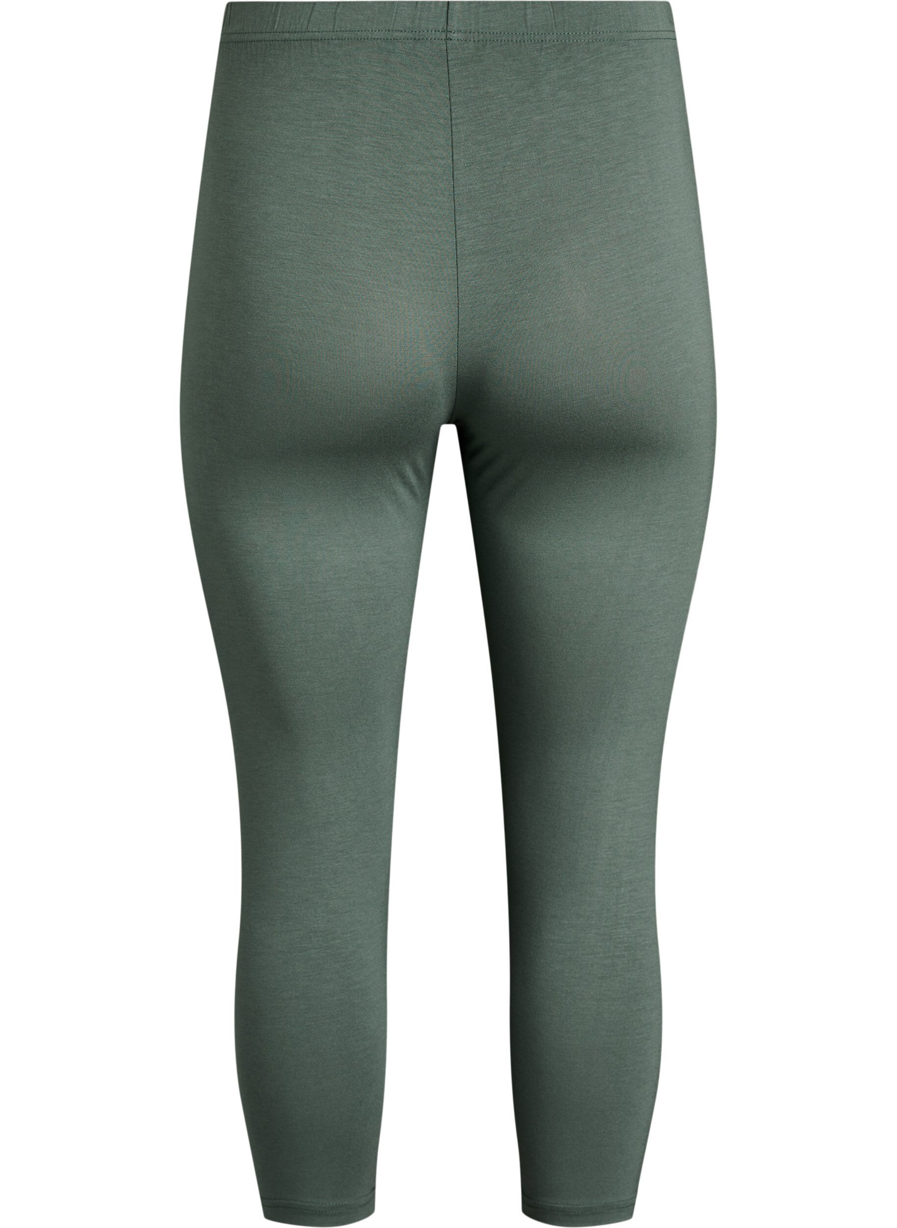 ZizziLeggings basiques longueur 3/4 en viscose, Vert fonc&eacute;, Packshot image number 1