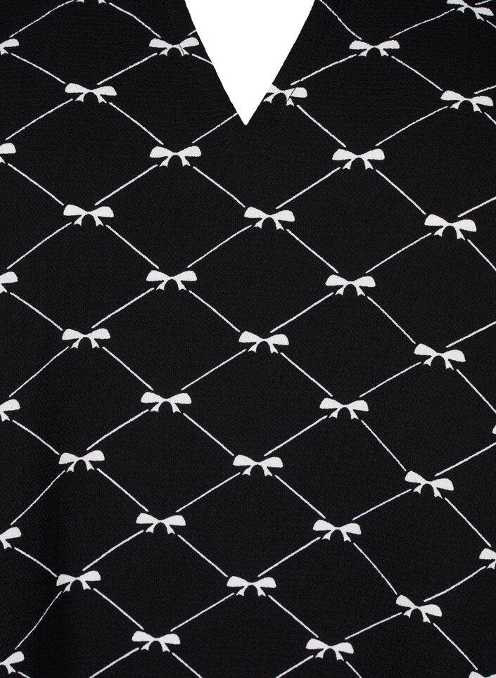 Chemisier à col en V avec imprimé de nœud, Black Bow AOP, Packshot image number 2