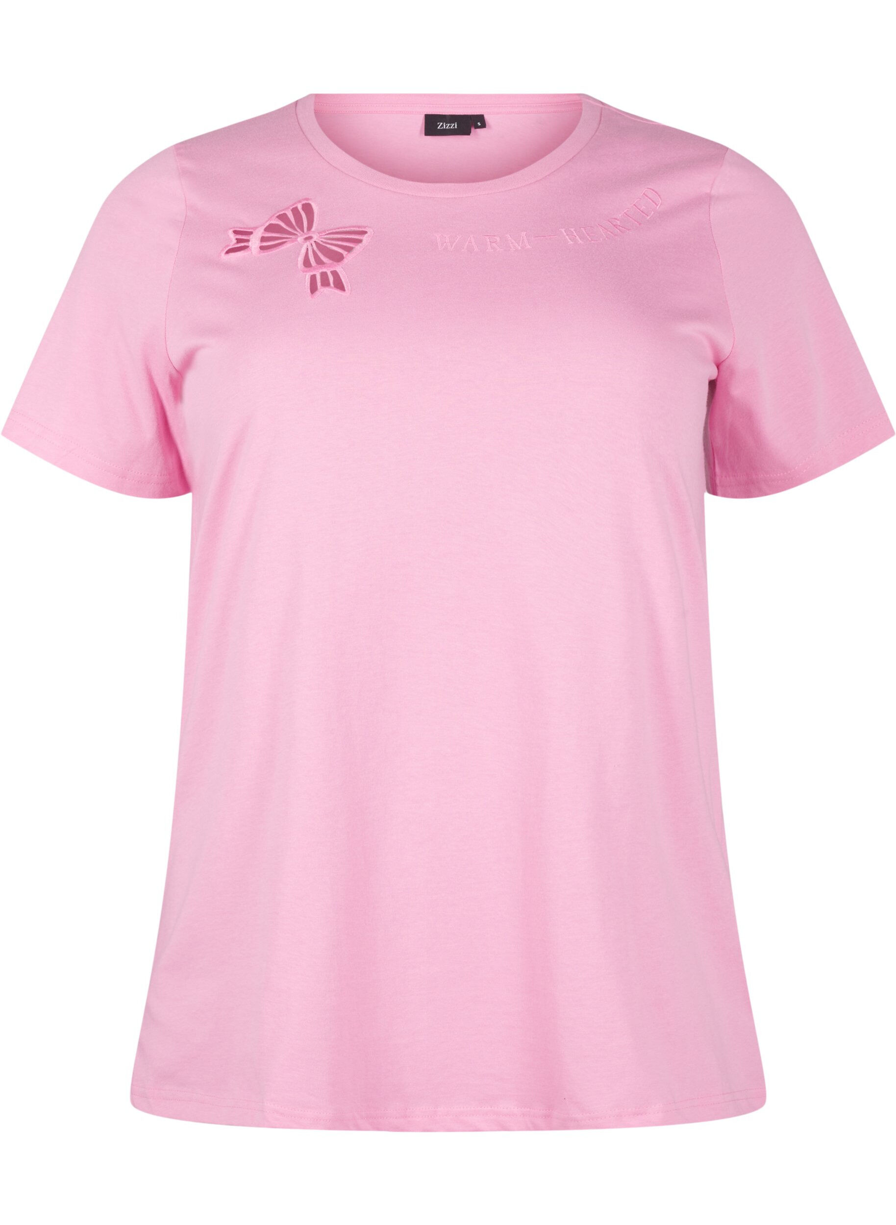 Zizzi T-shirt en coton biologique avec n&oelig;ud, Rosebloom, Packshot image number 0