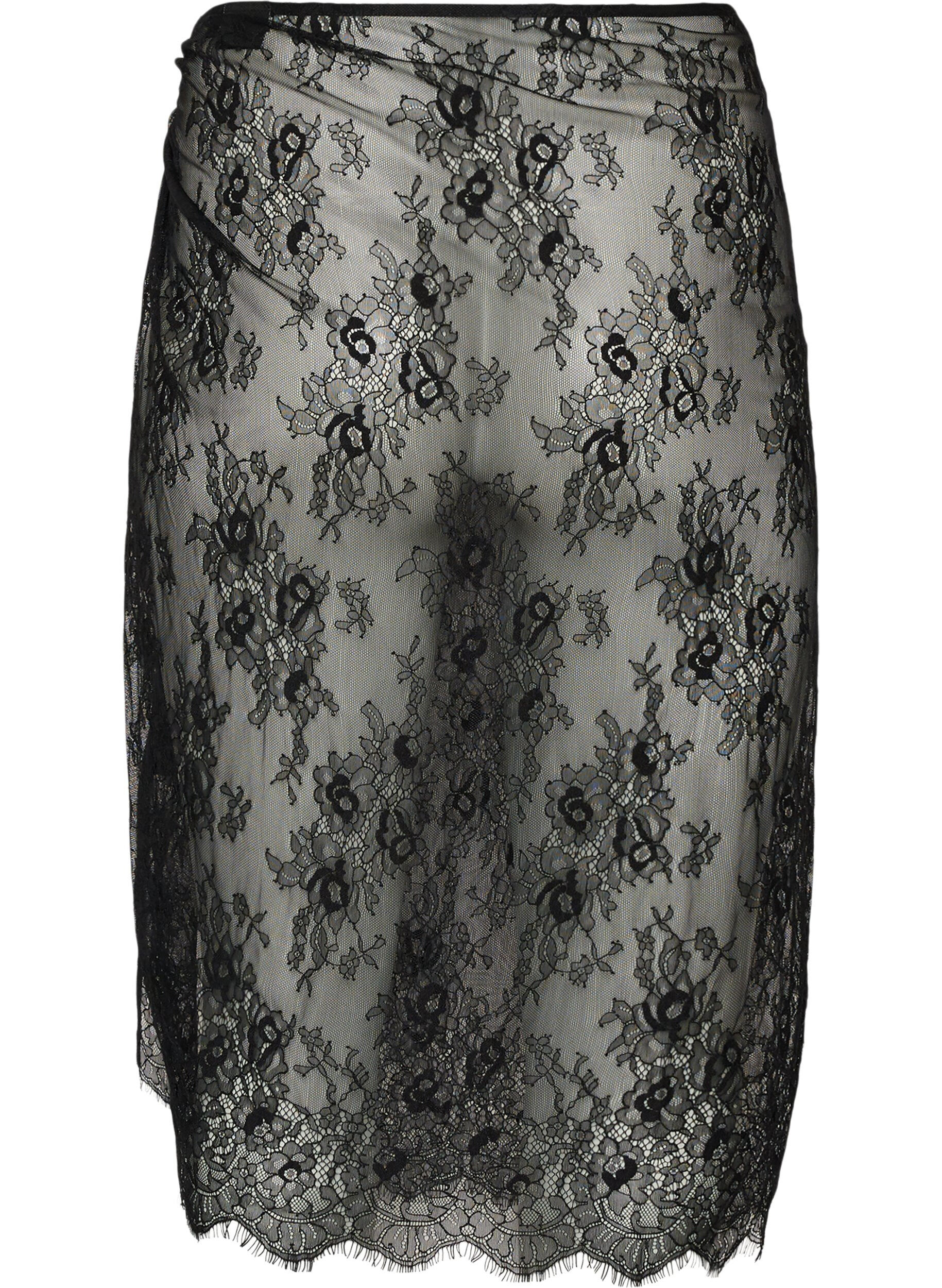 ZizziJupe portefeuille en dentelle &agrave; nouer, Noir, Packshot image number 1