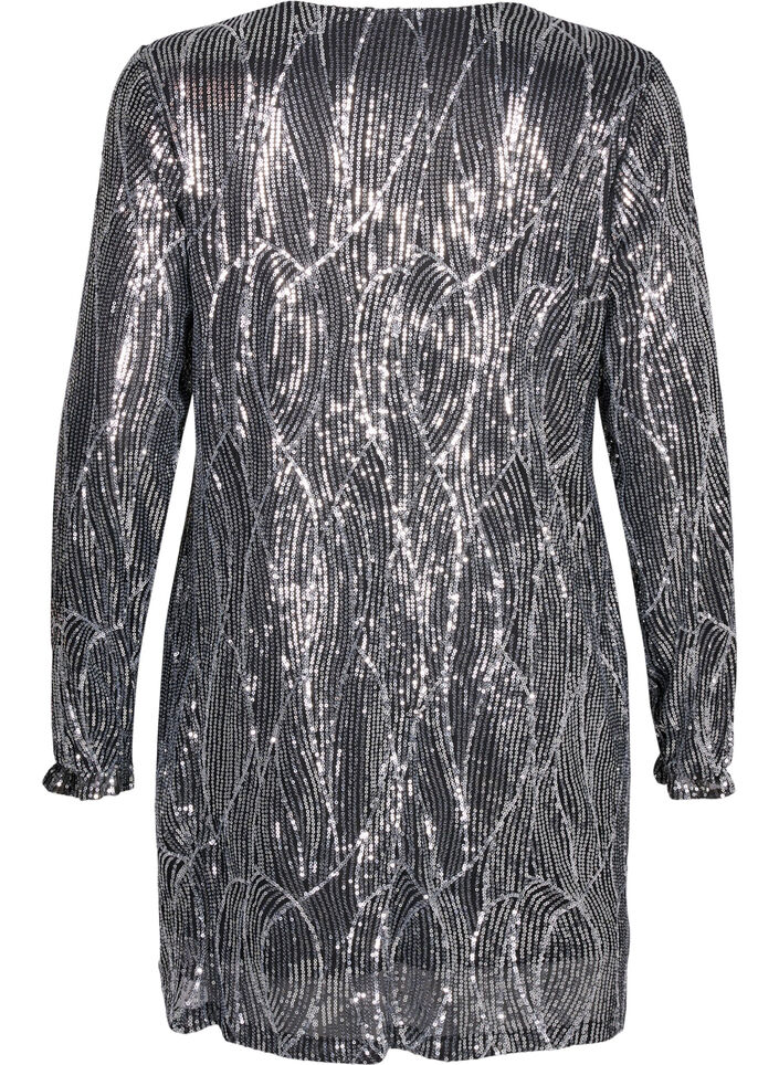 Robes à manches longues avec des paillettes et des motifs, Silver Sequins, Packshot image number 1