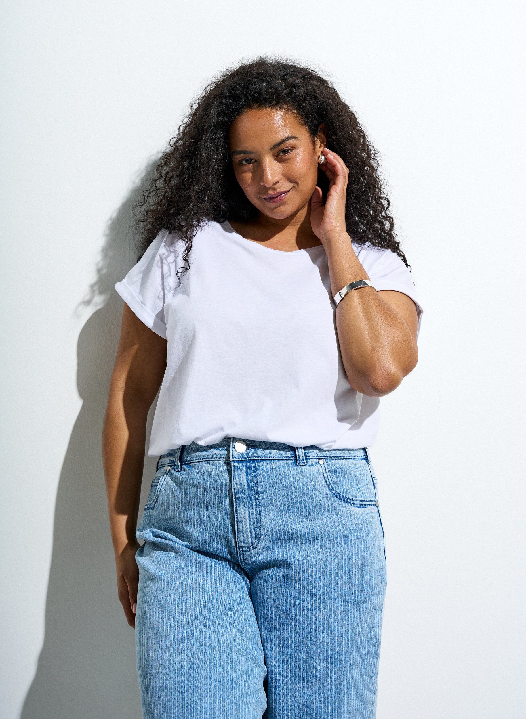 T-shirt &agrave; manches courtes en coton m&eacute;lang&eacute;