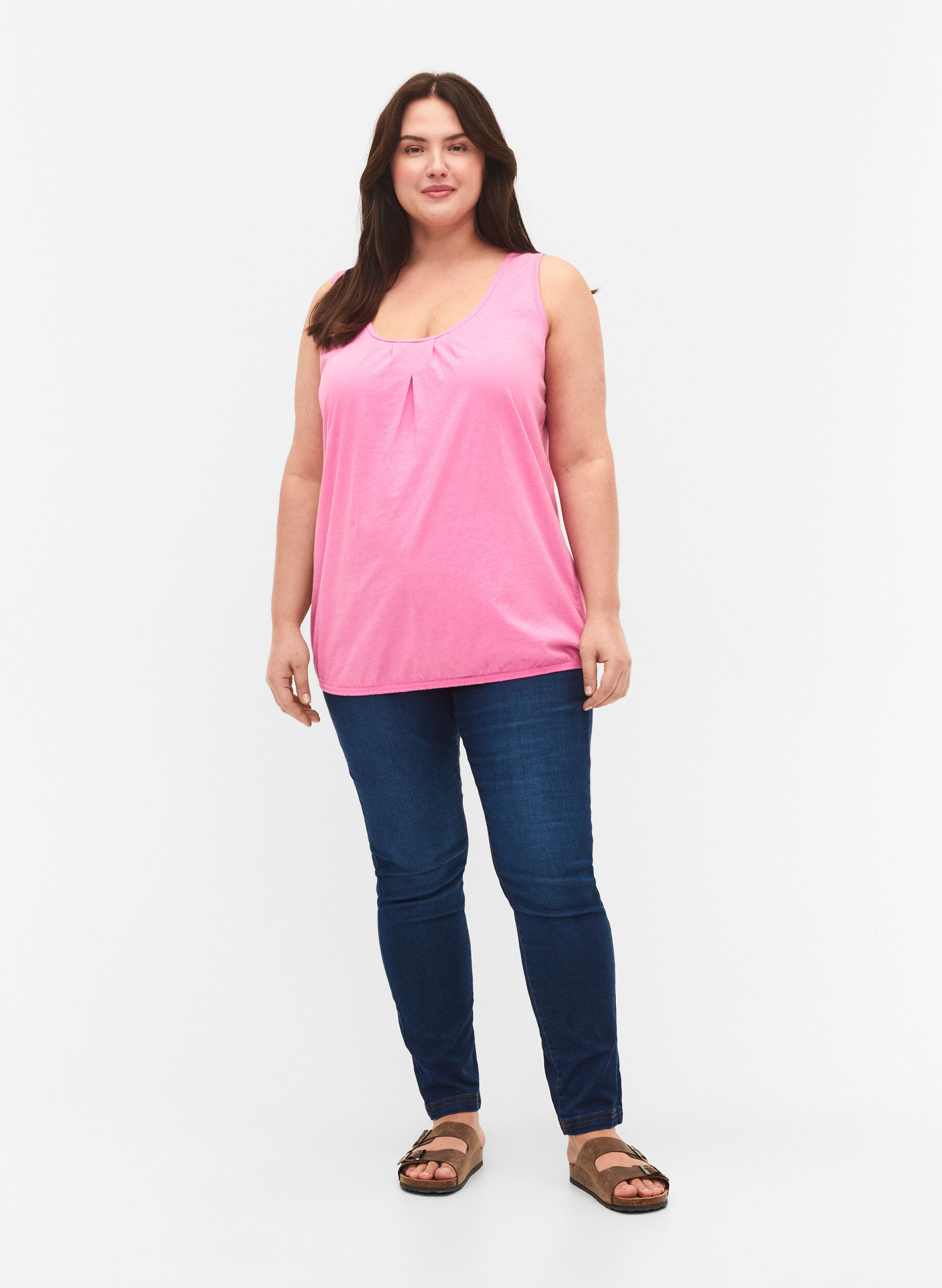 Zizzi Haut en coton avec bordure en dentelle (2-pack), Rosebloom / Black, Model image number 2