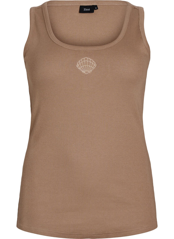 Haut ajust&eacute; avec motif, Marron, Packshot image number 0