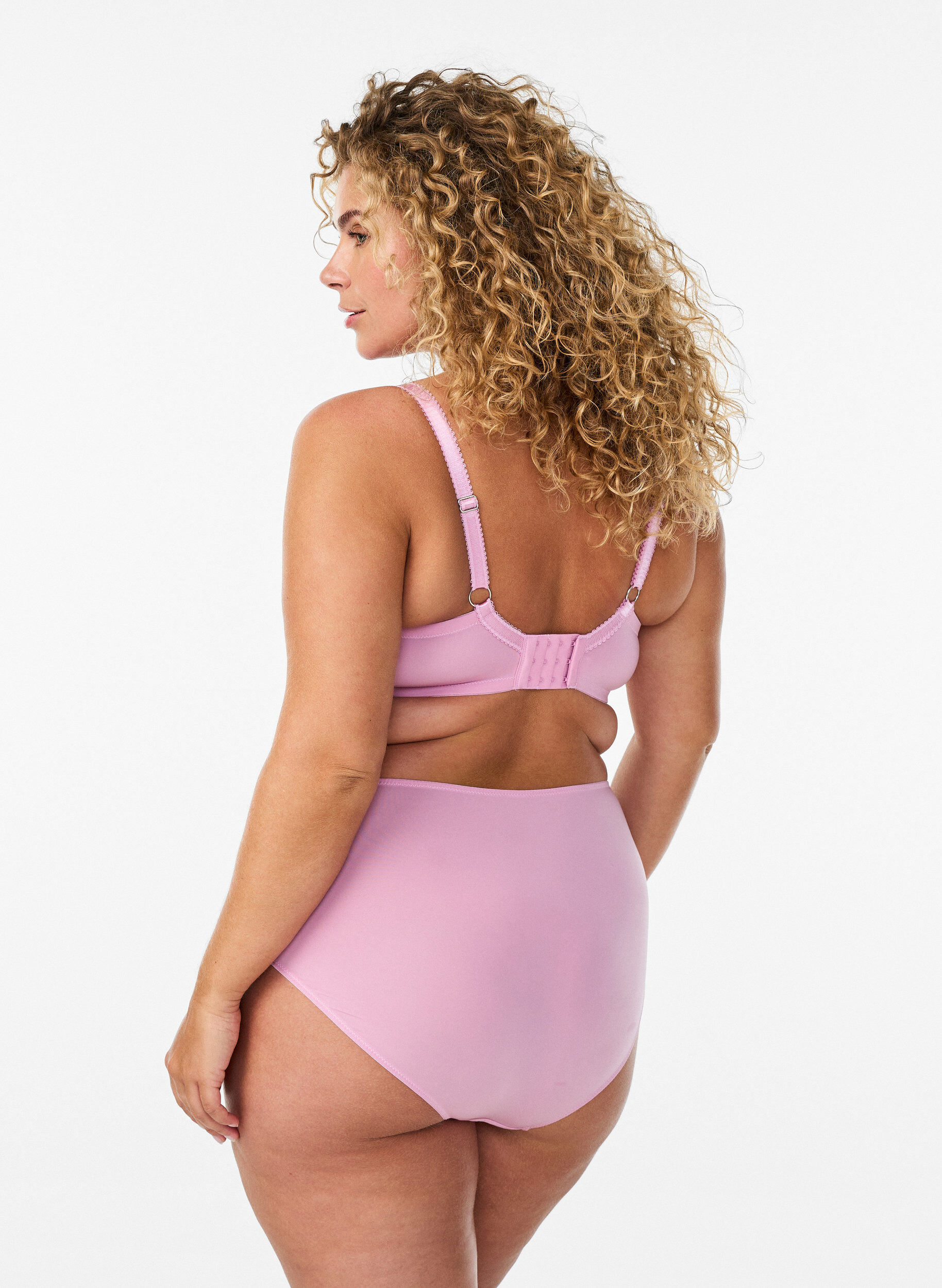 Zizzi Culotte en microfibre avec maille et broderie florale, Rose poudr&eacute;e, Model image number 1