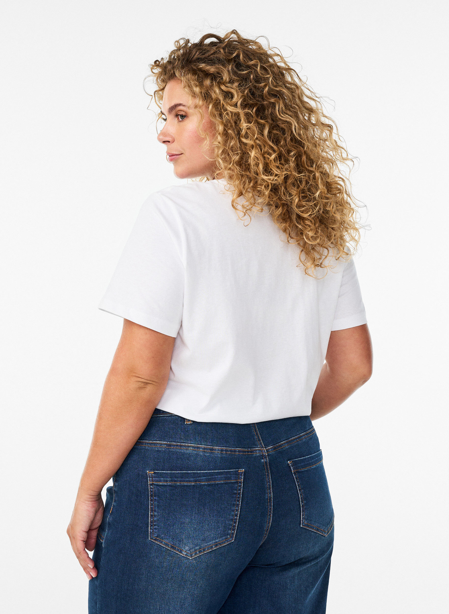 ZizziT-shirt en coton bio avec imprim&eacute; agrumes, Blanc, Model image number 2