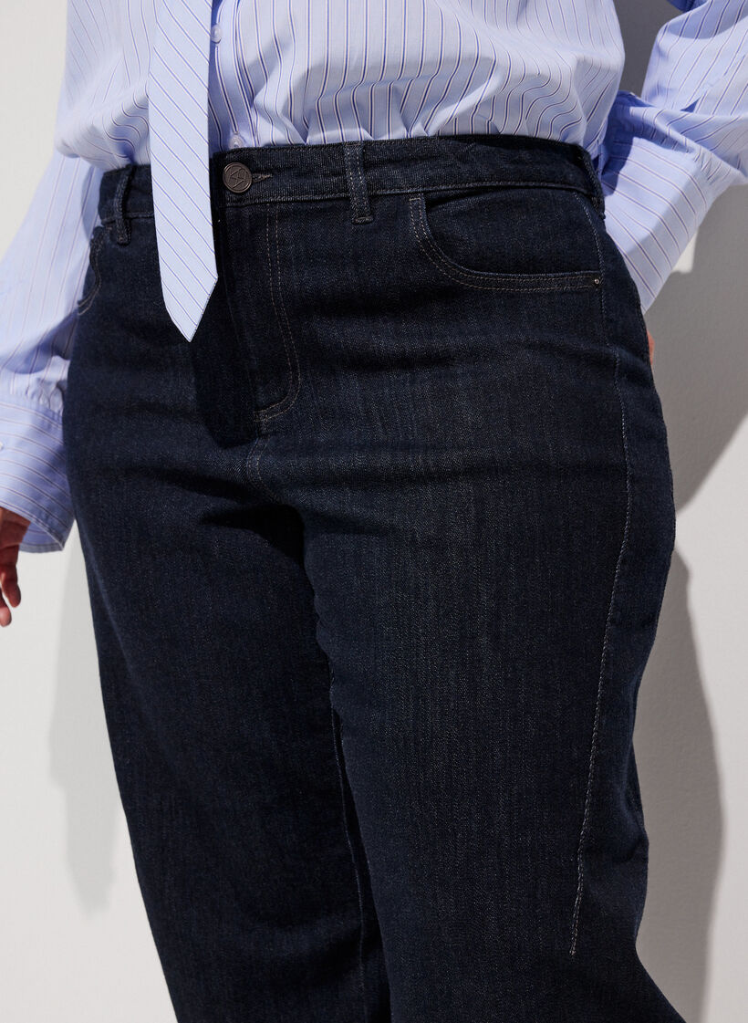 Jean taille haute coupe Barrel, Bleu, Model image number 2