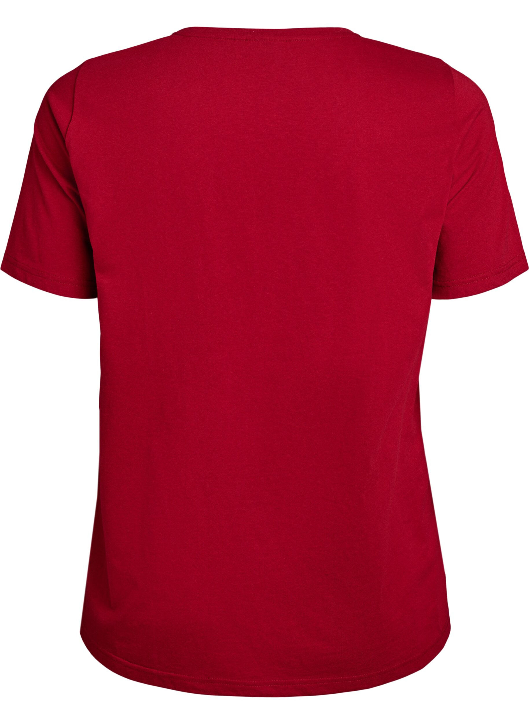 Zizzi T-shirt imprim&eacute;, Rouge, Packshot image number 1