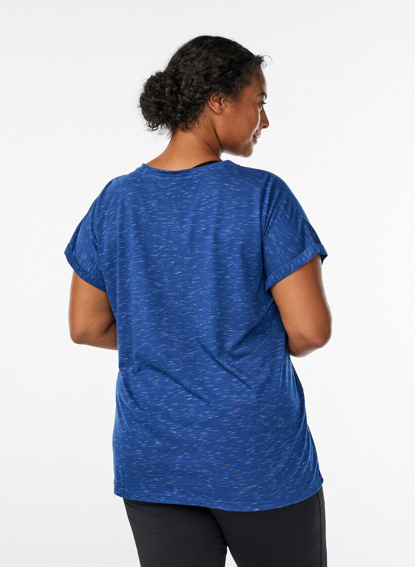T-shirt d'entra&icirc;nement ample &agrave; manches courtes, Bleu, Model image number 2