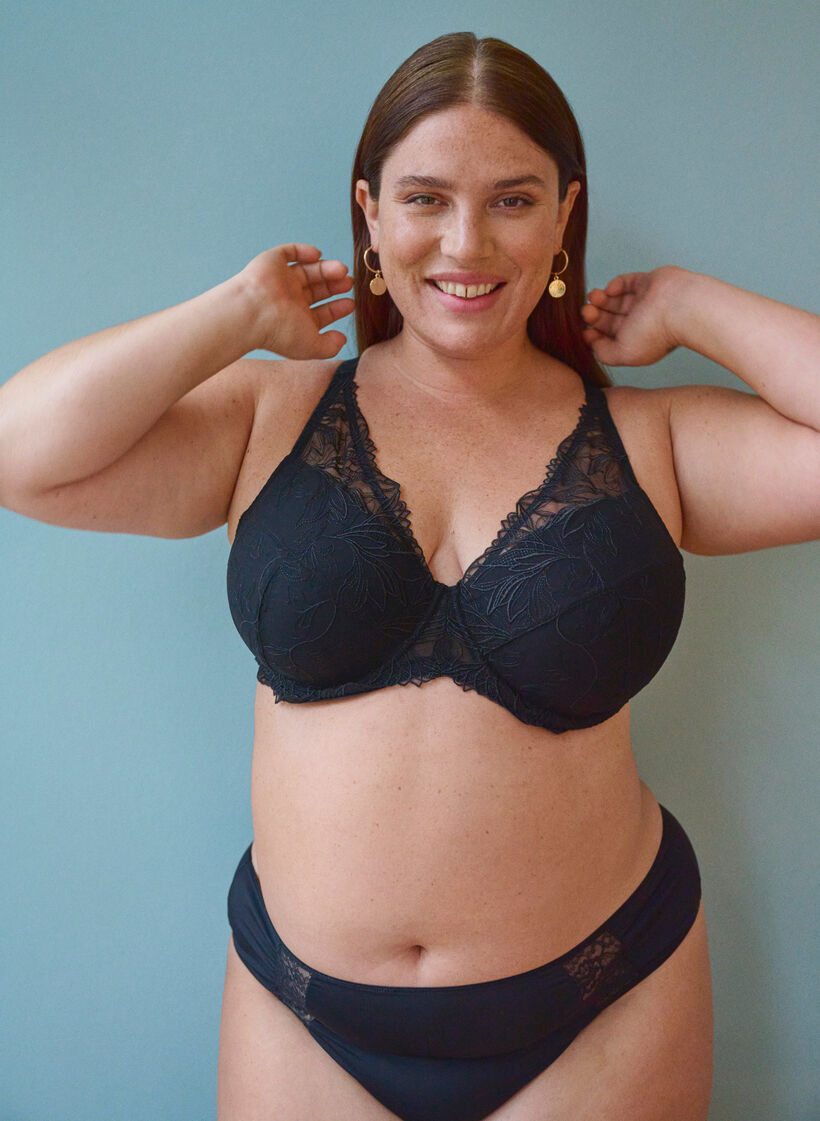 Soutien-gorge en dentelle rembourré avec armature, Noir, Image