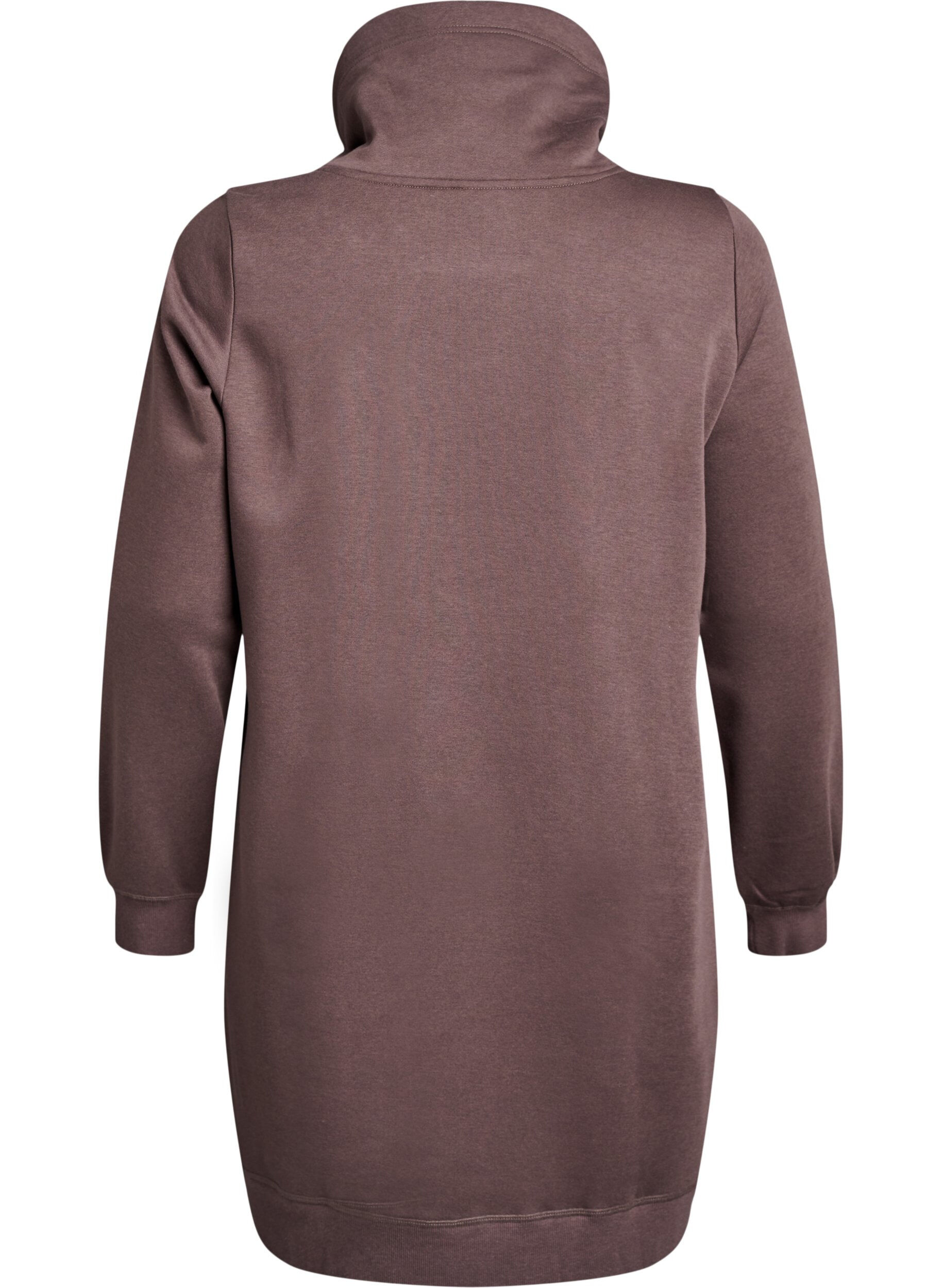 Zizzi Robe sweat-shirt courte &agrave; col montant et poches, Marron, Packshot image number 1