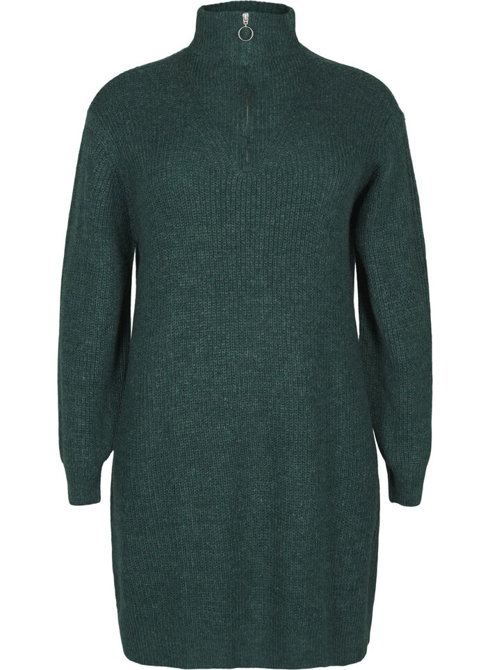 FLASH - Robe en tricot avec col montant, Sea Moss Mel., Packshot image number 0