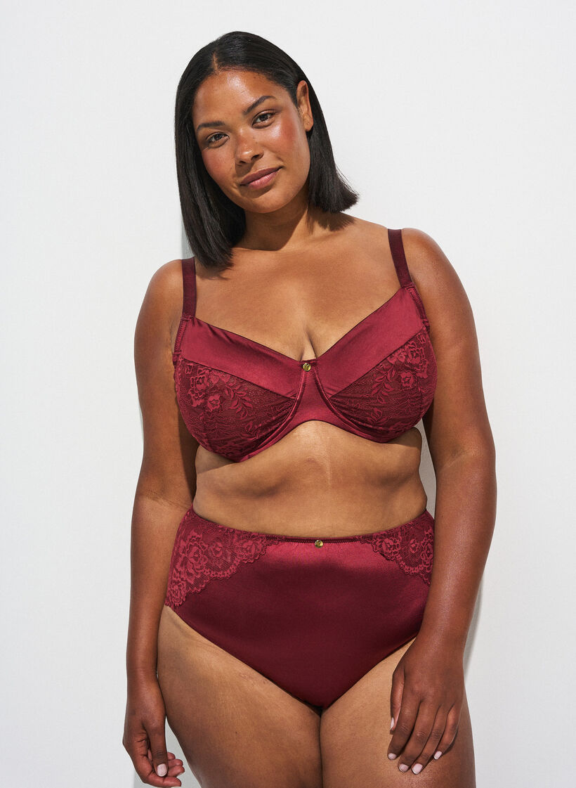 Soutien-gorge embo&icirc;tant en microfibre brillante, Bordeaux fonc&eacute;, Image image number 0