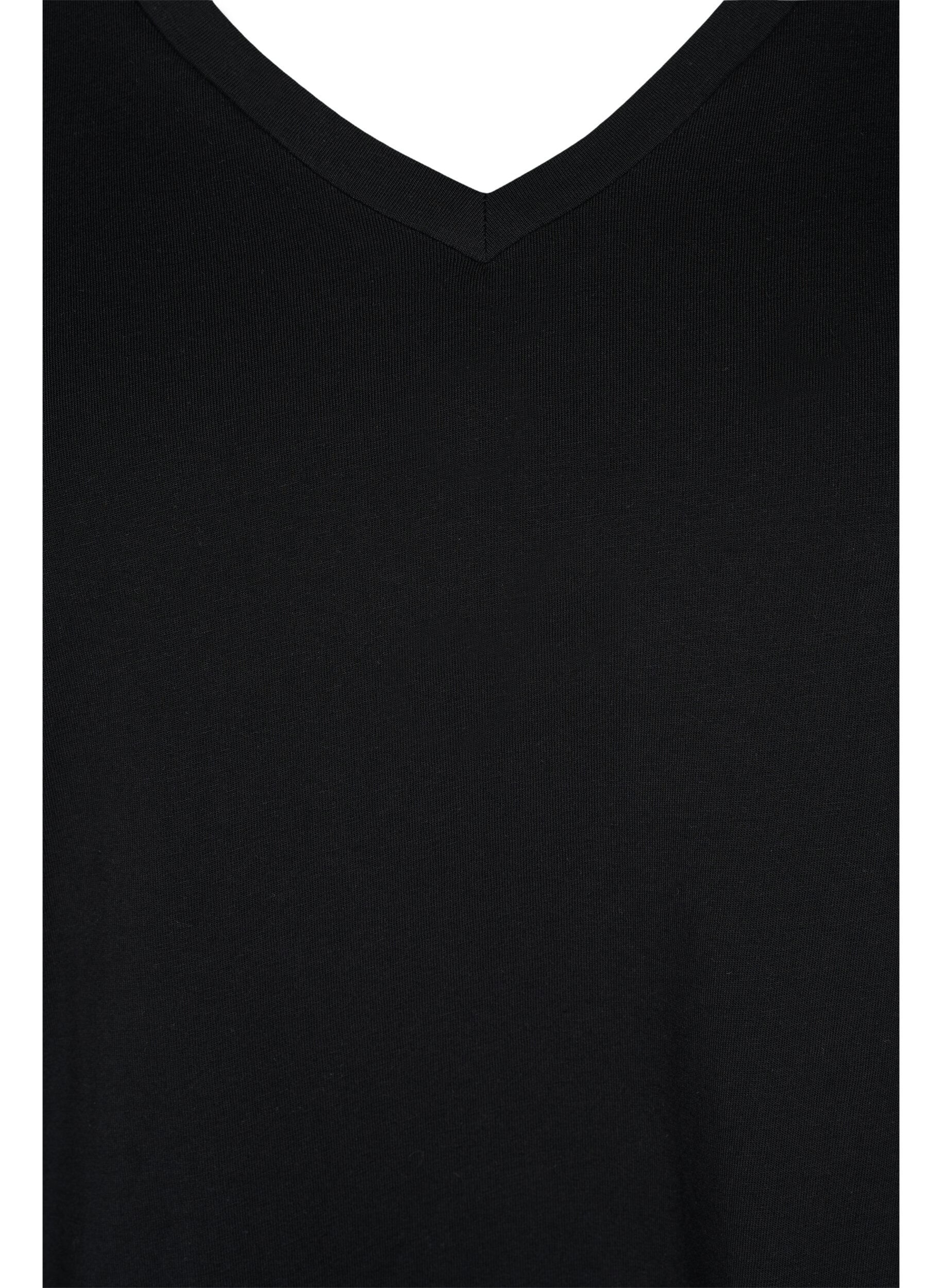 Zizzi T-shirt basiques 2-pack en coton, Black/Bright W, Packshot image number 2