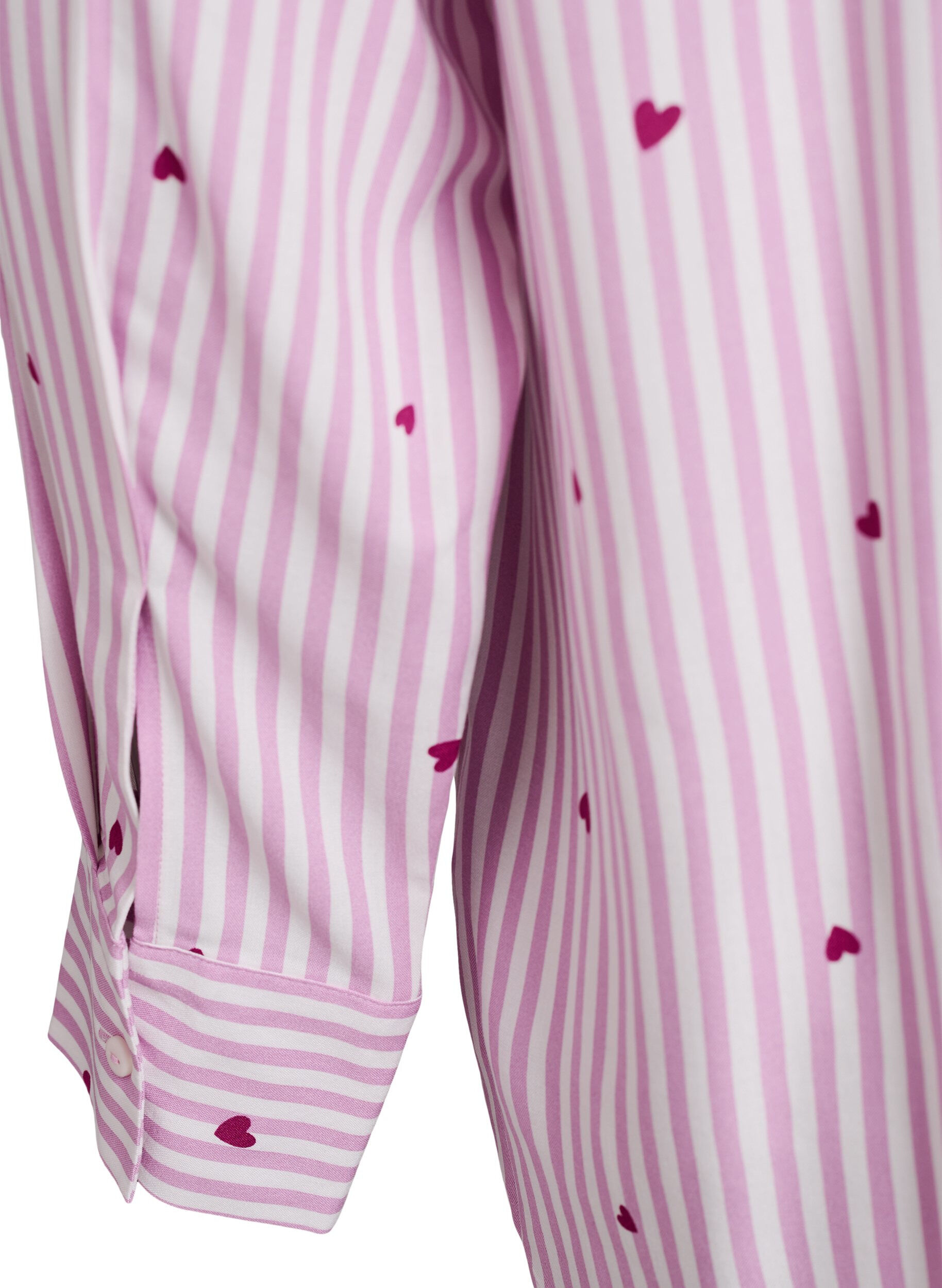 ZizziChemise de nuit &agrave; rayures et c&oelig;urs, Rose, Packshot image number 3