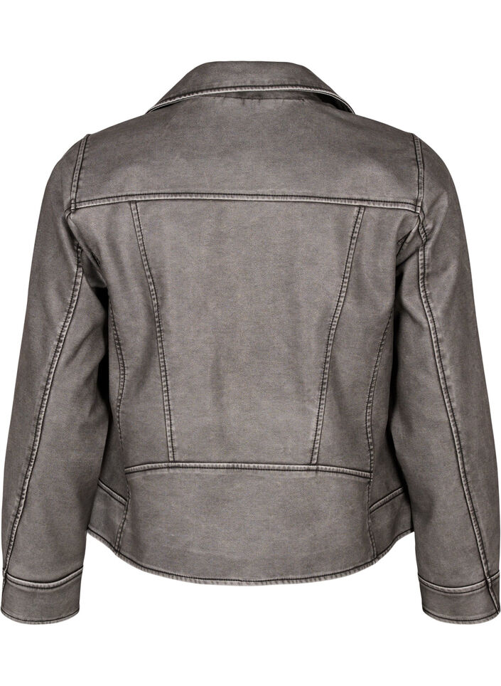 Veste imitation cuir patinée, Dark Grey Wash, Packshot image number 1
