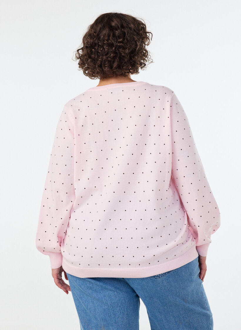 Blouse en maille &agrave; petits pois, Rose, Model image number 2