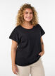T-shirt en coton avec d&eacute;tails au crochet, Noir, Model image number 0