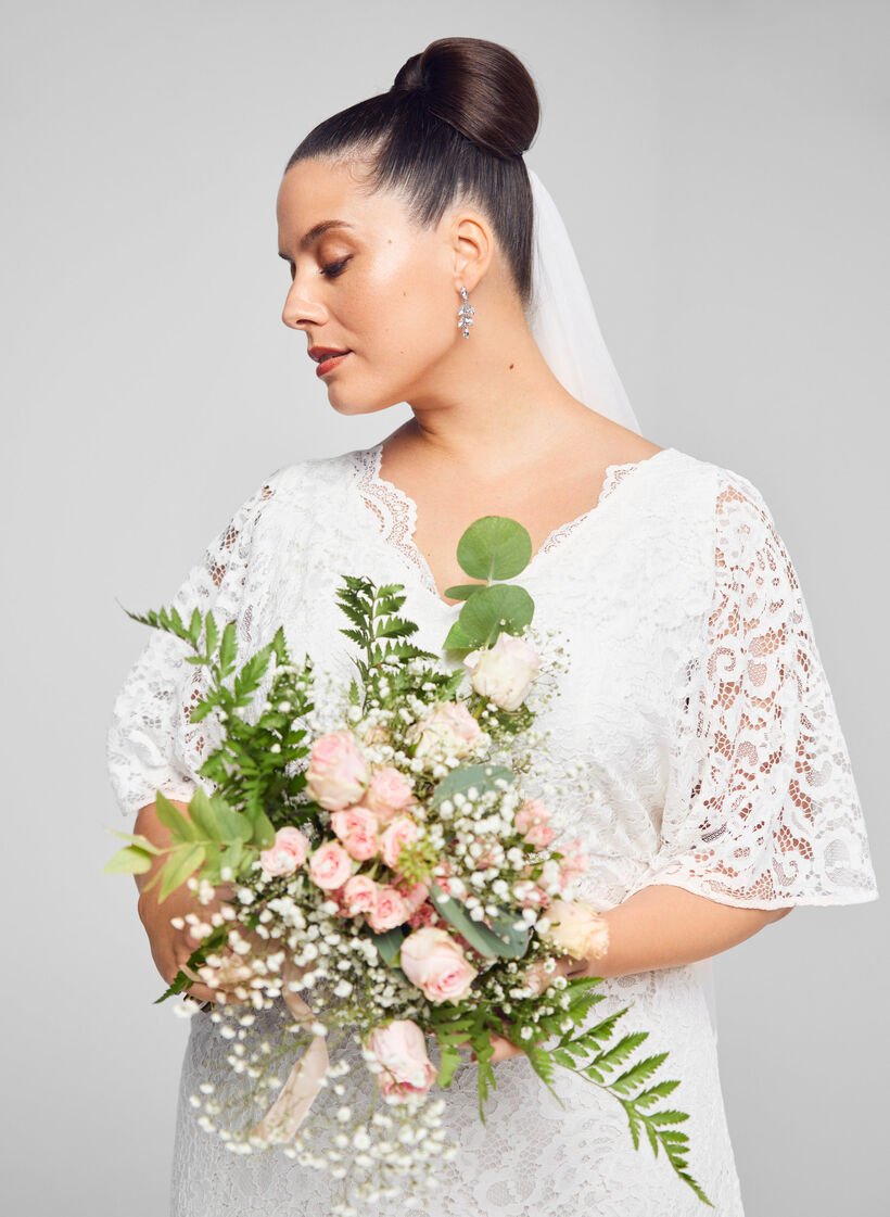 Robe de mariée en dentelle avec fente, Star White, Image image number 0