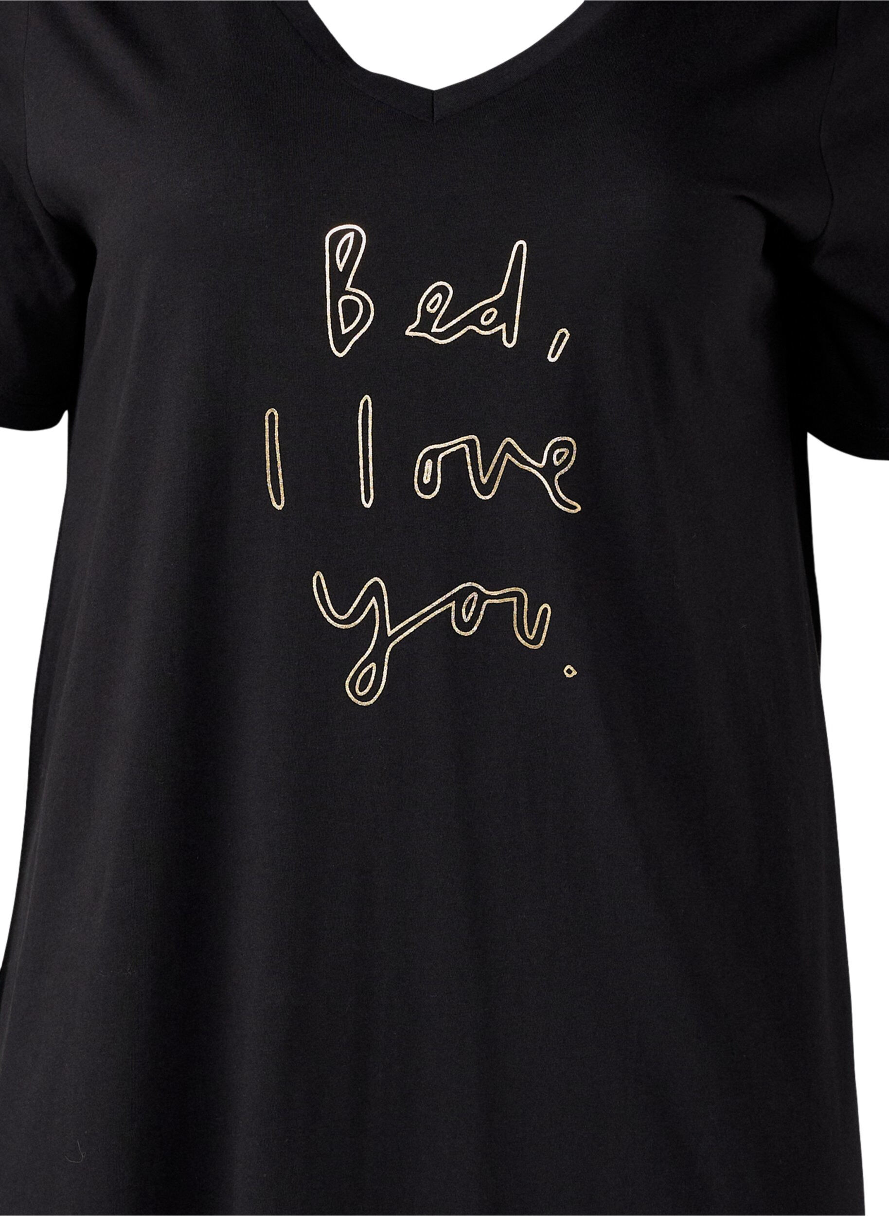 ZizziChemise de nuit en coton biologique et &agrave; col en V, , Packshot image number 2