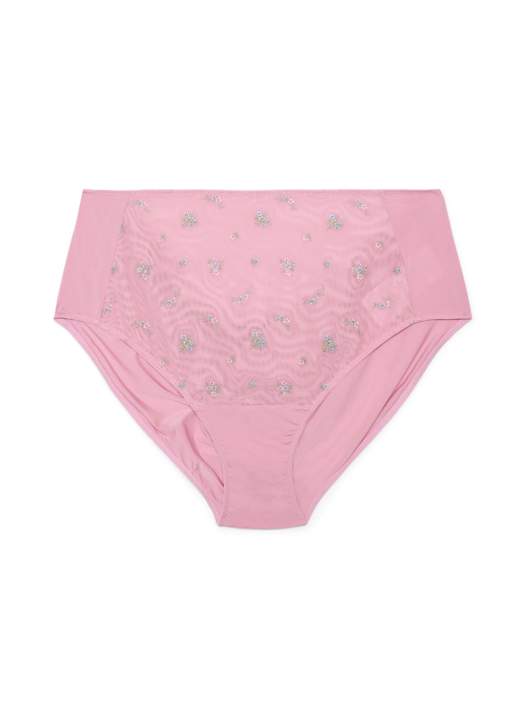 Zizzi Culotte en microfibre avec maille et broderie florale, Rose poudr&eacute;e, Packshot image number 0