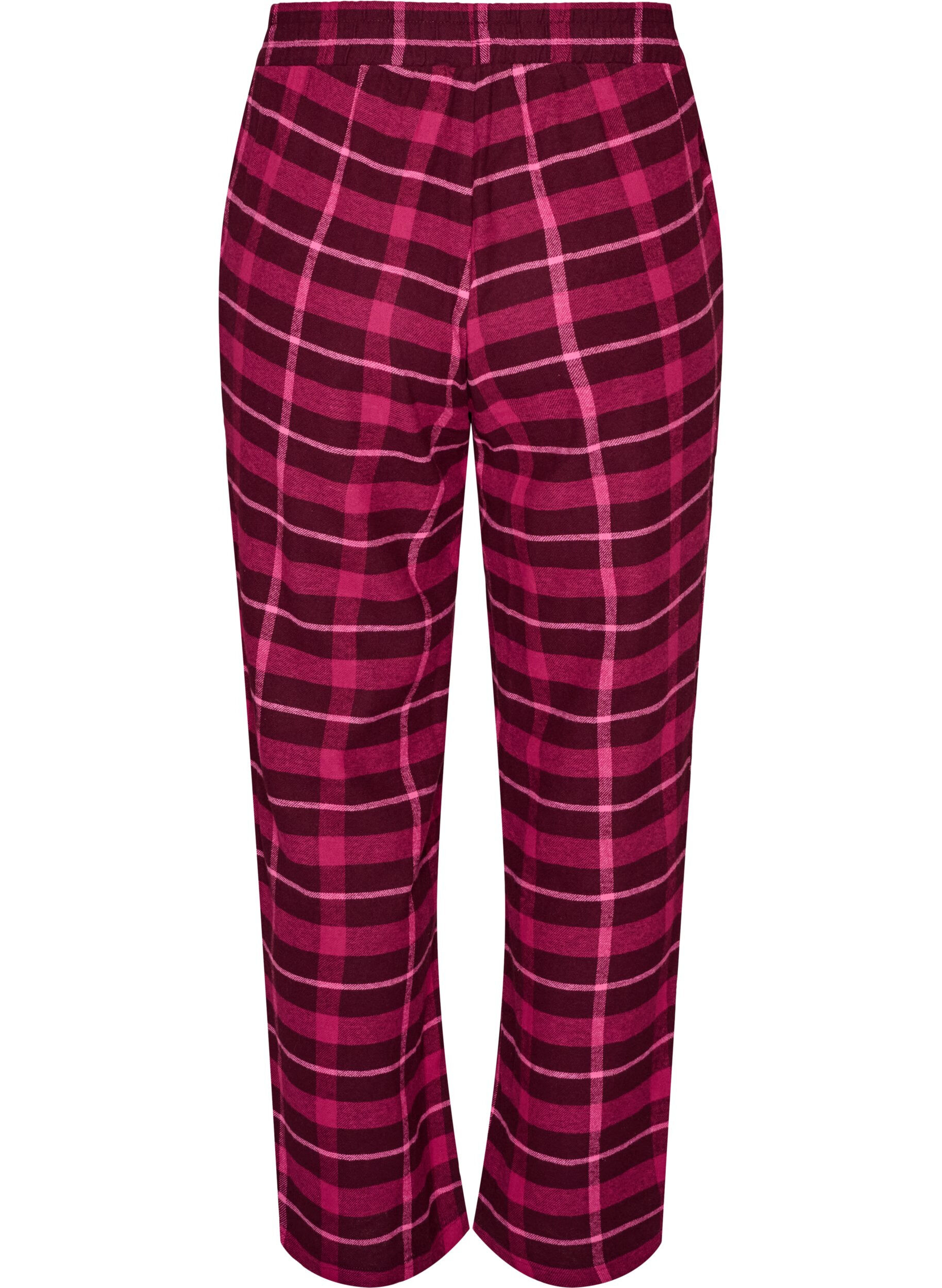 ZizziBas de pyjama &agrave; carreaux en coton, Bordeaux, Packshot image number 1
