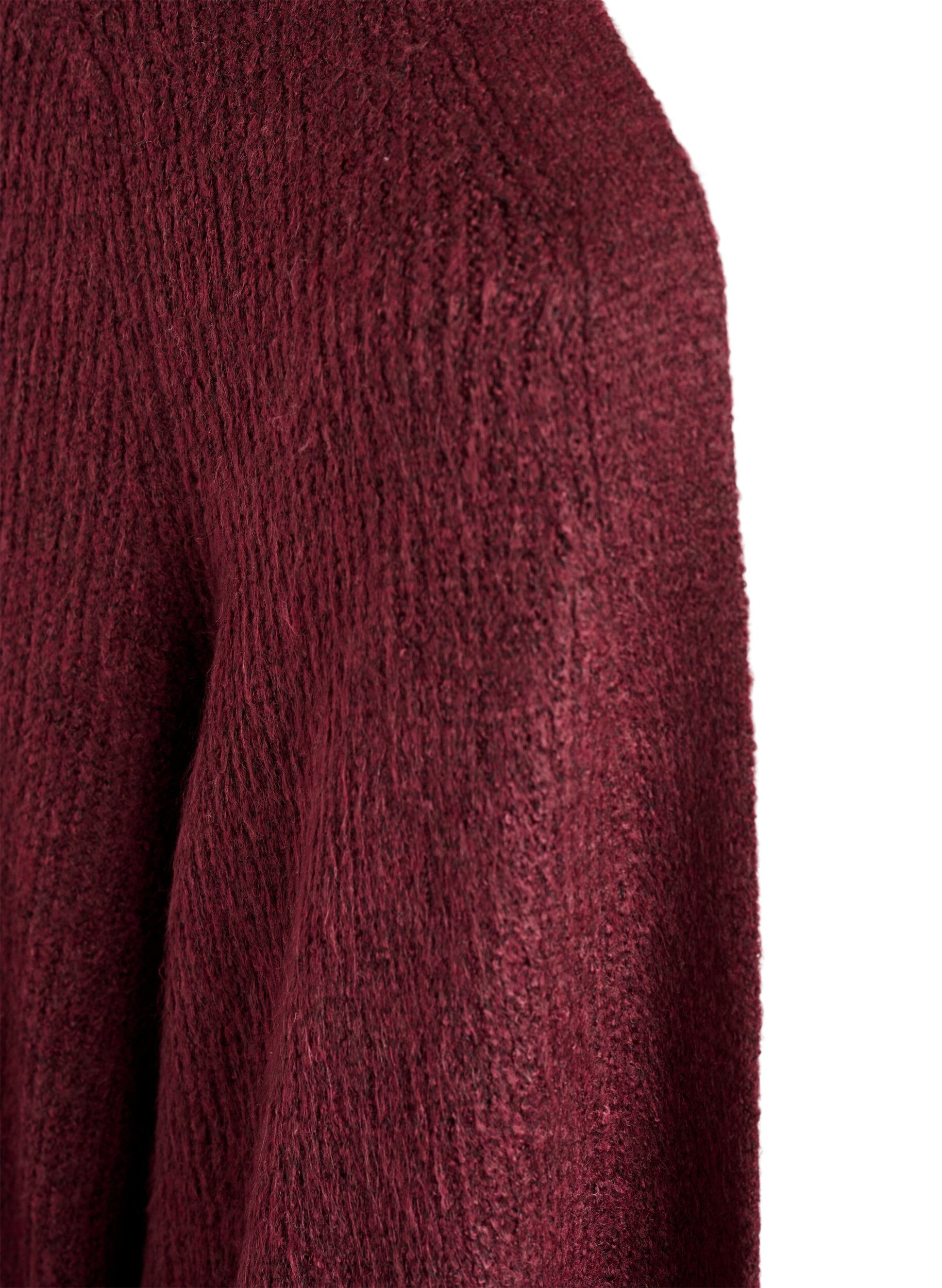 Zizzi FLASH - Cardigan long c&ocirc;tel&eacute; sans fermeture, Bordeaux, Packshot image number 2
