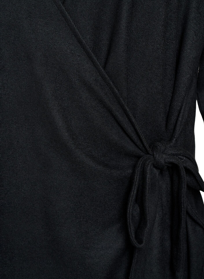 Blouse portefeuille en jersey avec lien &agrave; nouer, Noir, Packshot image number 2