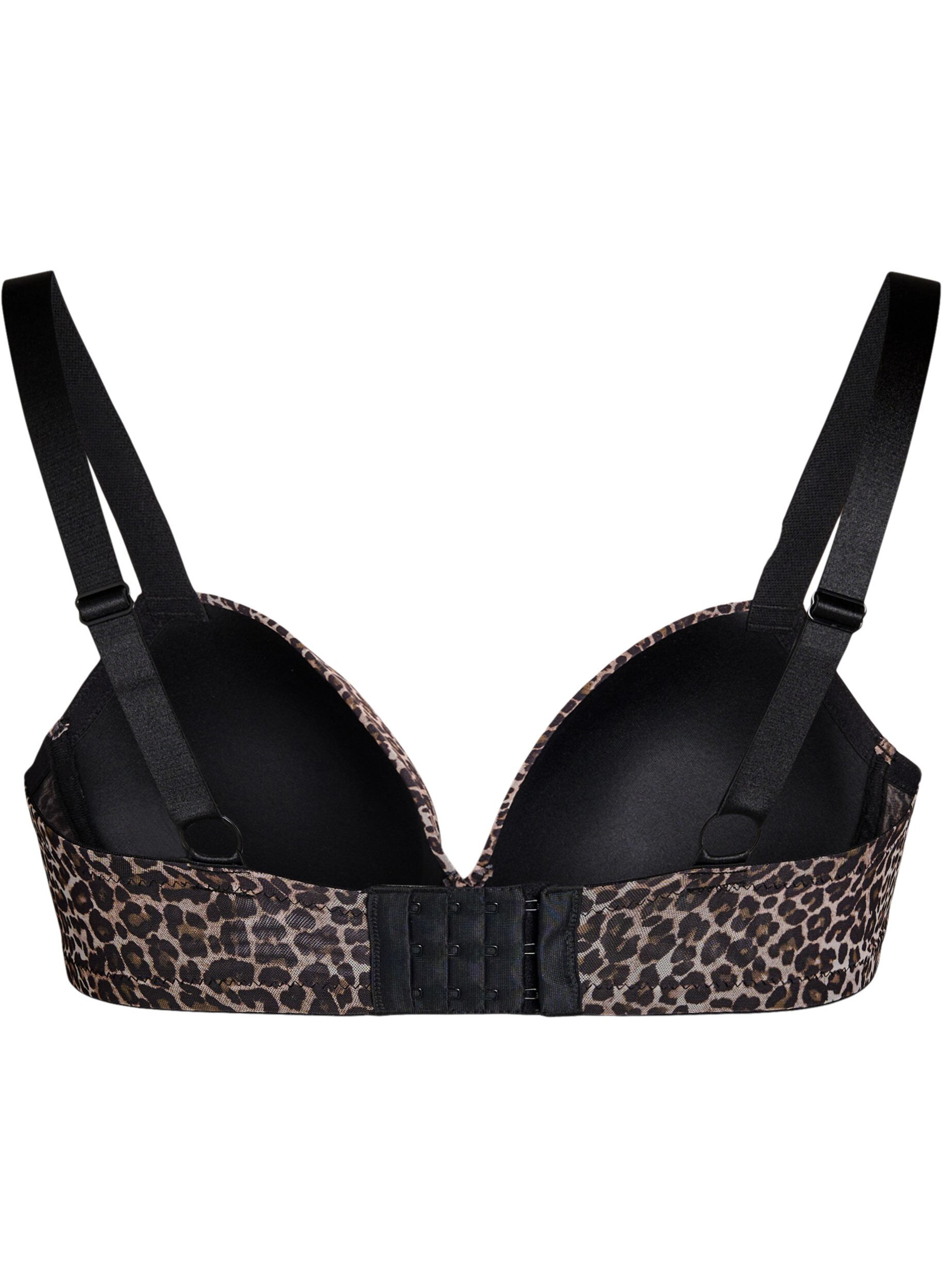 Zizzi Soutien-gorge moul&eacute; avec maille &agrave; motif l&eacute;opard, Marron, Packshot image number 1
