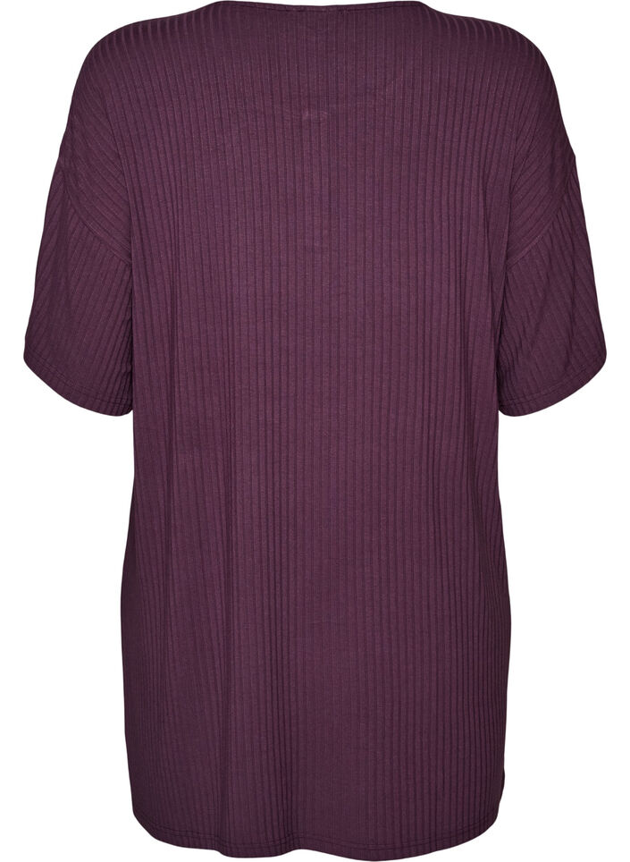 Chemise de nuit en jersey de viscose &agrave; texture c&ocirc;tel&eacute;e, Violet, Packshot image number 1