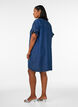 Robe aspect denim avec fermeture boutonn&eacute;e et manches &agrave; volants, Bleu, Model image number 2