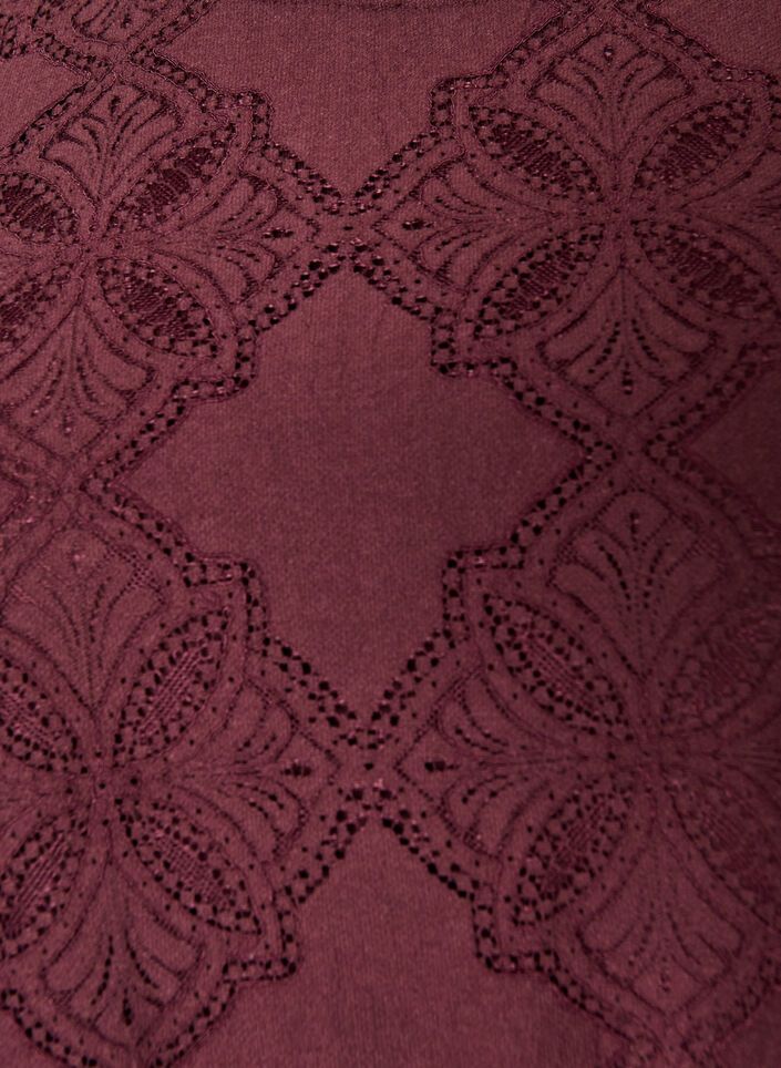Robe en dentelle avec manches longues et ourlet &agrave; volants, Bordeaux fonc&eacute;, Packshot image number 2