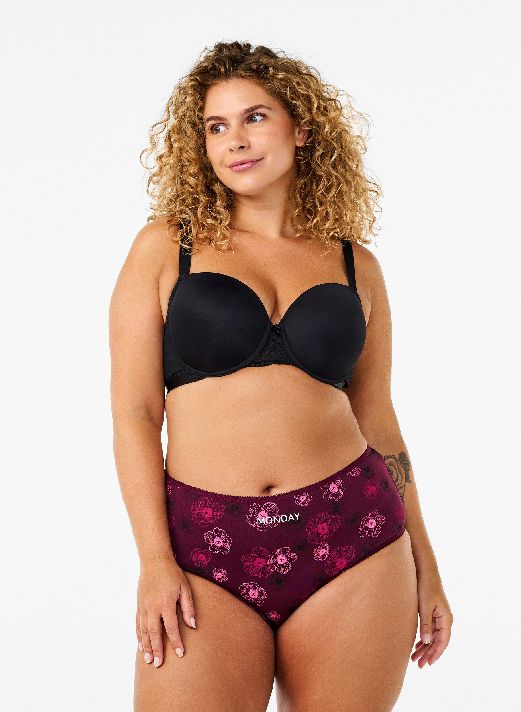 Zizzi 7-pack culottes hipster taille classique, Bordeaux fonc&eacute;, Model image number 0
