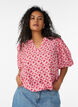 Blouse florale en viscose avec manches ballon, Rouge, Model image number 0