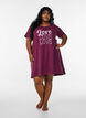 Chemise de nuit &agrave; manches courtes en coton biologique, Bordeaux fonc&eacute;, Model image number 1
