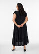 Robe midi sans manches en lin et viscose avec volants, Noir, Model image number 1